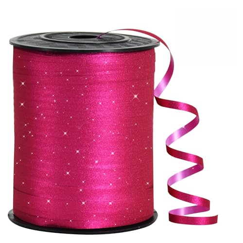 RIBBOOO 450 Meters Geschenkband GlitzerBand Knallrosa 5mm Luftballons Band Geschenkverpackung für Weihnachtsdeko Ballonverschlüsse Geschenkverpackung Hochzeitsdeko (500 Yard Balloon Ribbon） von RIBBOOO