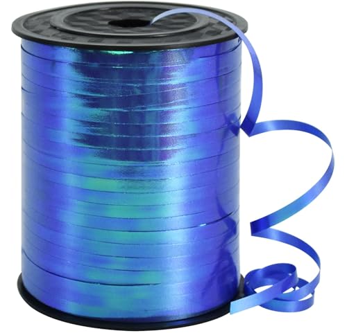 RIBBOOO 450 Meters Geschenkband Irisierendes Band Blau 5mm Luftballons Band Geschenkverpackung für Weihnachtsdeko Ballonverschlüsse Geschenkverpackung Hochzeitsdeko (500 Yard Balloon Ribbon） von RIBBOOO