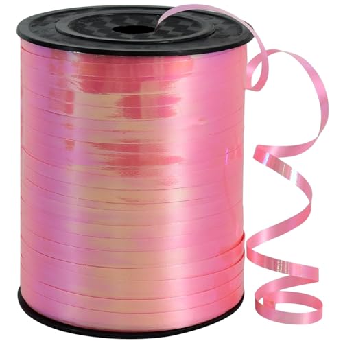 RIBBOOO 450 Meters Geschenkband Irisierendes Band Pink 5mm Luftballons Band Geschenkverpackung für Weihnachtsdeko Ballonverschlüsse Geschenkverpackung Hochzeitsdeko (500 Yard Balloon Ribbon） von RIBBOOO