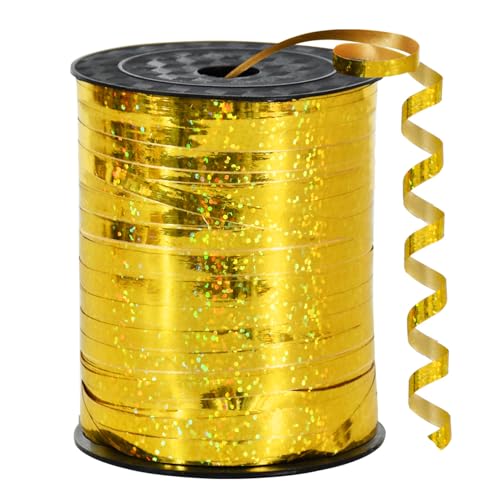 RIBBOOO 450 Meters Geschenkband Laser Golden 5mm Luftballon Schnur Luftballons Band Geschenkverpackung für Weihnachtsdeko Ballonverschlüsse Geschenkverpackung Hochzeitsdeko (500 Yard Balloon Ribbon) RIBBOOO 450 Meters Geschenkband Laser Golden 5mm Luftballon Schnur Luftballons Band Geschenkverpackung für Weihnachtsdeko Ballonverschlüsse Geschenkverpackung Hochzeitsdeko (500 Yard Balloon Ribbon) von RIBBOOO