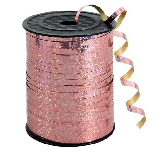 RIBBOOO 450 Meters Geschenkband Laser Roségold 5mm luftballon Schnur Luftballons Band Geschenkverpackung für Weihnachtsdeko Ballonverschlüsse Geschenkverpackung Hochzeitsdeko (500 Yard Balloon Ribbon） von RIBBOOO