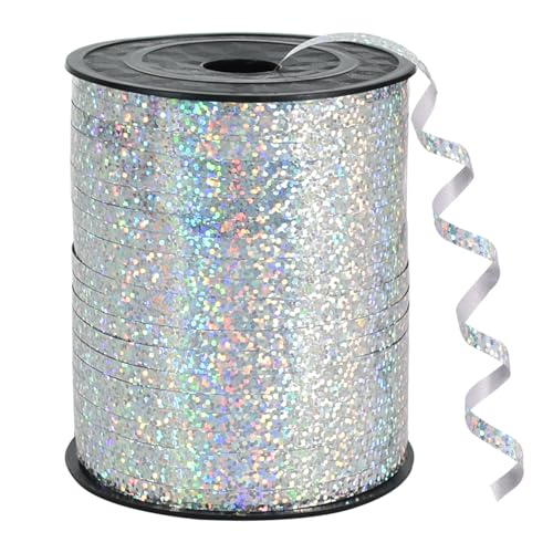 RIBBOOO 450 Meters Geschenkband Laser Silber 5mm Luftballon Schnur Luftballons Band Geschenkverpackung für Weihnachtsdeko Ballonverschlüsse Geschenkverpackung Hochzeitsdeko (500 Yard Balloon Ribbon) RIBBOOO 450 Meters Geschenkband Laser Silber 5mm Luftballon Schnur Luftballons Band Geschenkverpackung für Weihnachtsdeko Ballonverschlüsse Geschenkverpackung Hochzeitsdeko (500 Yard Balloon Ribbon) von RIBBOOO