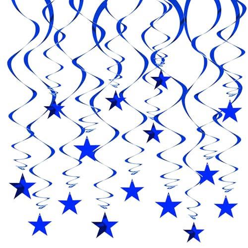 RIBBOOO Blau Hängende Reflektierende Stern Papier Girlande, 15 PCS Blaue Stern Glitter Girlande Streamer für Graduation Hochzeit Baby Dusche Dekorationen, Pack von 15 RIBBOOO Blau Hängende Reflektierende Stern Papier Girlande, 15 PCS Blaue Stern Glitter Girlande Streamer für Graduation Hochzeit Baby Dusche Dekorationen, Pack von 15 von RIBBOOO