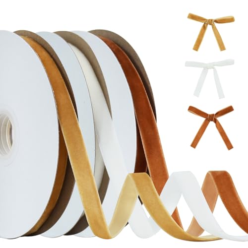 RIBBOOO Braun, Khaki, Weiß Samt Band Set, 3 Farben 1cm x 30yd Gesamt für Weihnachtskranz Bogen Dekoration Handwerk Geschenkverpackung Valentinstag Bouquet Wrap RIBBOOO Braun, Khaki, Weiß Samt Band Set, 3 Farben 1cm x 30yd Gesamt für Weihnachtskranz Bogen Dekoration Handwerk Geschenkverpackung Valentinstag Bouquet Wrap von RIBBOOO