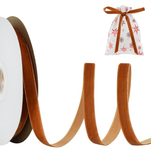 RIBBOOO Brown Samt Band 1cm x 10yds, Vintage Samt Bänder für Weihnachten, Kranz Bögen Dekoration Handwerk Geschenkverpackung, Valentinstag Bouquet Verpackung RIBBOOO Brown Samt Band 1cm x 10yds, Vintage Samt Bänder für Weihnachten, Kranz Bögen Dekoration Handwerk Geschenkverpackung, Valentinstag Bouquet Verpackung von RIBBOOO