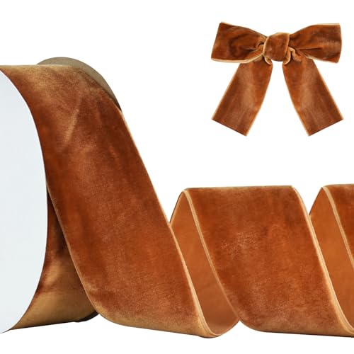 RIBBOOO Brown Samt Band 5cm x 10yds, Vintage Samt Bänder für Weihnachten, Kranz Bögen Dekoration Handwerk Geschenkverpackung, Valentinstag Bouquet Verpackung RIBBOOO Brown Samt Band 5cm x 10yds, Vintage Samt Bänder für Weihnachten, Kranz Bögen Dekoration Handwerk Geschenkverpackung, Valentinstag Bouquet Verpackung von RIBBOOO