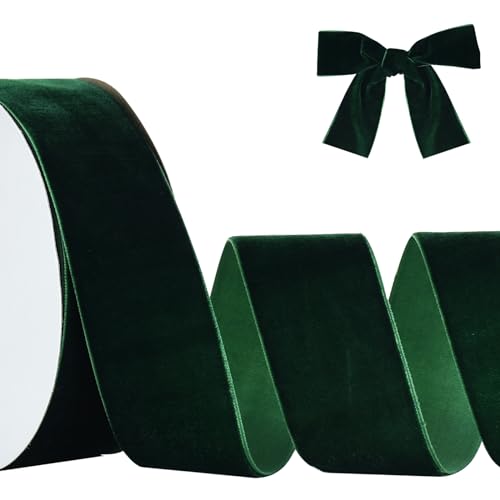 RIBBOOO Dunkelgrün Samtband 4cm x 10yds, Vintage Samtband für Weihnachten, Kranz Bögen Dekoration Handwerk Geschenkverpackung, Valentinstag Bouquet Verpackung RIBBOOO Dunkelgrün Samtband 4cm x 10yds, Vintage Samtband für Weihnachten, Kranz Bögen Dekoration Handwerk Geschenkverpackung, Valentinstag Bouquet Verpackung von RIBBOOO