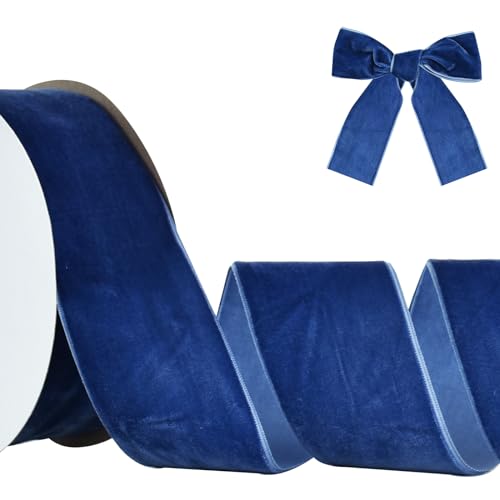 RIBBOOO Grau Blau Samtband 5cm x 10yds, Vintage Samtband für Weihnachten, Kranz Bögen Dekoration Handwerk Geschenkverpackung, Valentinstag Bouquet Verpackung RIBBOOO Grau Blau Samtband 5cm x 10yds, Vintage Samtband für Weihnachten, Kranz Bögen Dekoration Handwerk Geschenkverpackung, Valentinstag Bouquet Verpackung von RIBBOOO
