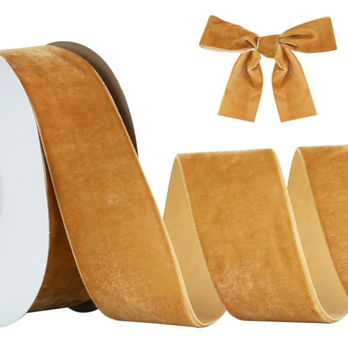 RIBBOOO Khaki Samt Band 4cm x 10yds, Vintage Samt Bänder für Weihnachten, Kranz Bögen Dekoration Handwerk Geschenkverpackung, Valentinstag Bouquet Verpackung RIBBOOO Khaki Samt Band 4cm x 10yds, Vintage Samt Bänder für Weihnachten, Kranz Bögen Dekoration Handwerk Geschenkverpackung, Valentinstag Bouquet Verpackung von RIBBOOO