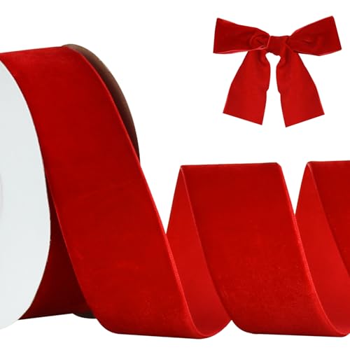 RIBBOOO Red Samt Band 4cm x 10yds, Vintage Samt Bänder für Weihnachten, Kranz Bögen Dekoration Handwerk Geschenkverpackung, Valentinstag Bouquet Verpackung RIBBOOO Red Samt Band 4cm x 10yds, Vintage Samt Bänder für Weihnachten, Kranz Bögen Dekoration Handwerk Geschenkverpackung, Valentinstag Bouquet Verpackung von RIBBOOO