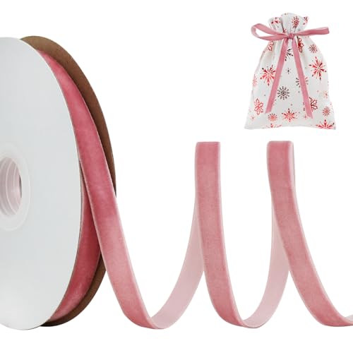 RIBBOOO Rosa Samtband 1cm x 10yds, Vintage Samtband für Weihnachten, Kranz Bögen Dekoration Handwerk Geschenkverpackung, Valentinstag Bouquet Verpackung RIBBOOO Rosa Samtband 1cm x 10yds, Vintage Samtband für Weihnachten, Kranz Bögen Dekoration Handwerk Geschenkverpackung, Valentinstag Bouquet Verpackung von RIBBOOO