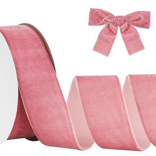RIBBOOO Rosa Samtband 4cm x 10yds, Vintage Samtband für Weihnachten, Kranz Bögen Dekoration Handwerk Geschenkverpackung, Valentinstag Bouquet Verpackung RIBBOOO Rosa Samtband 4cm x 10yds, Vintage Samtband für Weihnachten, Kranz Bögen Dekoration Handwerk Geschenkverpackung, Valentinstag Bouquet Verpackung von RIBBOOO