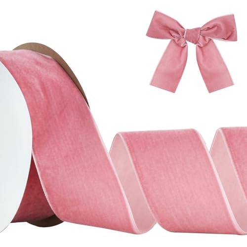 RIBBOOO Rosa Samtband 5cm x 10yds, Vintage Samtband für Weihnachten, Kranz Bögen Dekoration Handwerk Geschenkverpackung, Valentinstag Bouquet Verpackung RIBBOOO Rosa Samtband 5cm x 10yds, Vintage Samtband für Weihnachten, Kranz Bögen Dekoration Handwerk Geschenkverpackung, Valentinstag Bouquet Verpackung von RIBBOOO