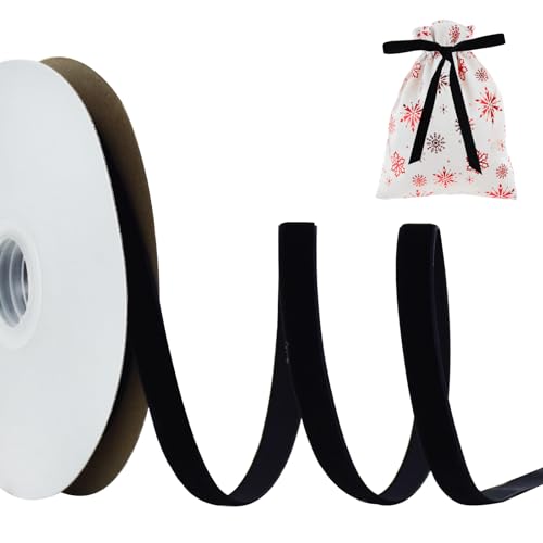 RIBBOOO Schwarzes Samtband 1cm x 10yds, Vintage Samtband für Weihnachten, Kranz Bögen Dekoration Handwerk Geschenkverpackung, Valentinstag Bouquet Verpackung RIBBOOO Schwarzes Samtband 1cm x 10yds, Vintage Samtband für Weihnachten, Kranz Bögen Dekoration Handwerk Geschenkverpackung, Valentinstag Bouquet Verpackung von RIBBOOO