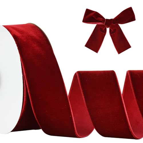 RIBBOOO Wein Red Samt Band 4cm x 10yds, Vintage Samt Bänder für Weihnachten, Kranz Bögen Dekoration Handwerk Geschenkverpackung, Valentinstag Bouquet Verpackung RIBBOOO Wein Red Samt Band 4cm x 10yds, Vintage Samt Bänder für Weihnachten, Kranz Bögen Dekoration Handwerk Geschenkverpackung, Valentinstag Bouquet Verpackung von RIBBOOO