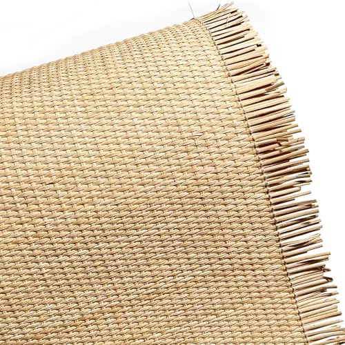 60cm Breites, Natürliches Rattan Wiener Geflecht Meterware, Rattan Geflecht Gurtband Rolle, Rattan Vorgewebtes Offenes Netz Gewebe Stoff für DIY Deko Stuhl Upcycling-Möbel Schranktür(50x600cm) von RIBLOR