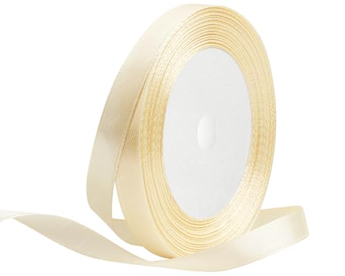 Beige Satinband 10mm x 22 Meters Stoffbänder für Geschenkverpackungen, Blumensträuße, Kunsthandwerk und Hochzeitsdekoration von RIBONIES