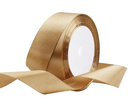Champagner Gold Satinband 25mm x 22 Meters Stoffbänder für Geschenkverpackungen, Blumensträuße, Kunsthandwerk und Hochzeitsdekoration Champagner Gold Satinband 25mm x 22 Meters Stoffbänder für Geschenkverpackungen, Blumensträuße, Kunsthandwerk und Hochzeitsdekoration von RIBONIES