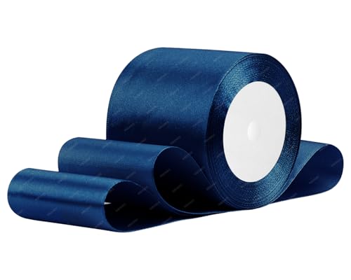 Dunkelblau Satinband 75mm x 22 Meters Stoffbänder für Geschenkverpackungen, Blumensträuße, Kunsthandwerk und Hochzeitsdekoration von RIBONIES
