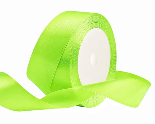 Fluoreszierendes Grün Satinband 25mm x 22 Meters Stoffbänder für Geschenkverpackungen, Blumensträuße, Kunsthandwerk und Hochzeitsdekoration Fluoreszierendes Grün Satinband 25mm x 22 Meters Stoffbänder für Geschenkverpackungen, Blumensträuße, Kunsthandwerk und Hochzeitsdekoration von RIBONIES