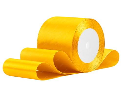 Gelb Satinband 75mm x 22 Meters Stoffbänder für Geschenkverpackungen, Blumensträuße, Kunsthandwerk und Hochzeitsdekoration von RIBONIES