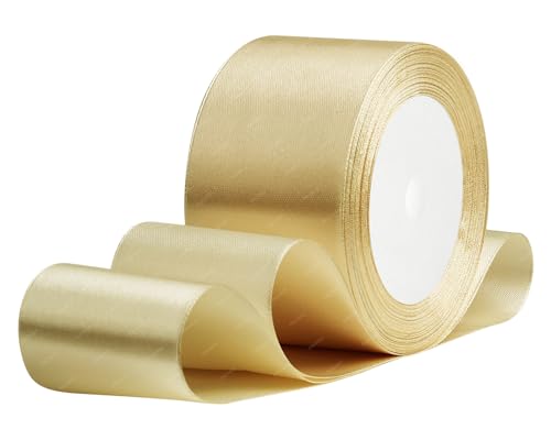 Gold Satinband 50mm x 22 Meters Stoffbänder für Geschenkverpackungen, Blumensträuße, Kunsthandwerk und Hochzeitsdekoration von RIBONIES
