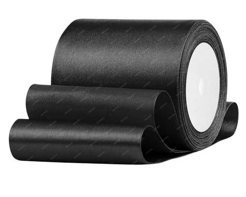 RIBONIES Schwarz Satinband 100mm x 22 Meters Stoffbänder für Geschenkverpackungen, Blumensträuße, Kunsthandwerk und Hochzeitsdekoration RIBONIES Schwarz Satinband 100mm x 22 Meters Stoffbänder für Geschenkverpackungen, Blumensträuße, Kunsthandwerk und Hochzeitsdekoration von RIBONIES