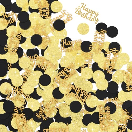200 Stück Happy Birthday Konfetti Glitzer Gold und Schwarz Kreise Punkte Konfetti Tischkonfetti für Geburtstagsparty Halloween Junggesellinnenabschied Hochzeit Babyparty Dekorationen 200 Stück Happy Birthday Konfetti Glitzer Gold und Schwarz Kreise Punkte Konfetti Tischkonfetti für Geburtstagsparty Halloween Junggesellinnenabschied Hochzeit Babyparty Dekorationen von RICHHHA