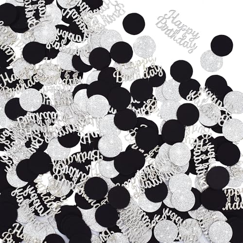 200 Stück Happy Birthday Konfetti Glitzer Silber und Schwarz Kreise Punkte Konfetti Tischkonfetti für Geburtstagsparty Halloween Junggesellinnenabschied Hochzeit Babyparty Dekorationen 200 Stück Happy Birthday Konfetti Glitzer Silber und Schwarz Kreise Punkte Konfetti Tischkonfetti für Geburtstagsparty Halloween Junggesellinnenabschied Hochzeit Babyparty Dekorationen von RICHHHA