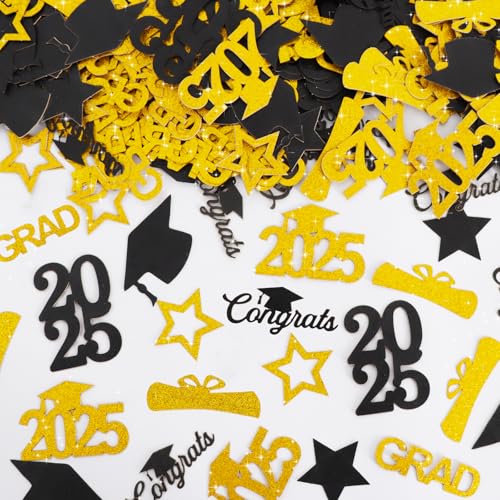 RICHHHA 300 Stück Gold und Schwarz Abschlusstischkonfetti mit Kappen 2025, Congrats Grad Konfetti 2025 Dekorationen, perfekt für Abschlussfeier 2025, Party-Dekoration, Klasse 2025 RICHHHA 300 Stück Gold und Schwarz Abschlusstischkonfetti mit Kappen 2025, Congrats Grad Konfetti 2025 Dekorationen, perfekt für Abschlussfeier 2025, Party-Dekoration, Klasse 2025 von RICHHHA