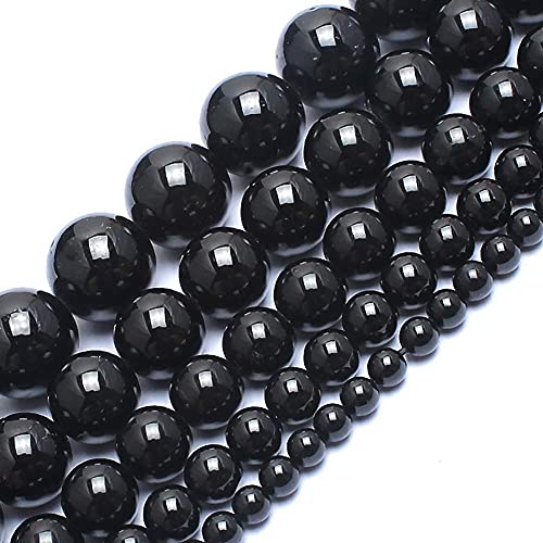 Natürliche schwarze Turmalin-Perlen für die Herstellung von Schmuck und Armbändern, Länge ca. 37,5 cm, 4, 6, 8, 10, 12 mm (12 mm) von RICHRAIN