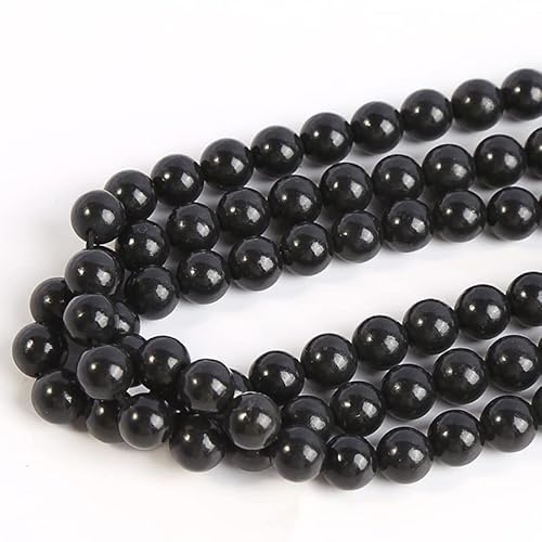RICHRAIN Schungit-Stein, EMF-Schutz, DIY-Perlen, Schungit-Armband, Schungit-Halskette, natürlicher Kristall, lose Perlen, Zubehör für die Schmuckherstellung (8mm) von RICHRAIN