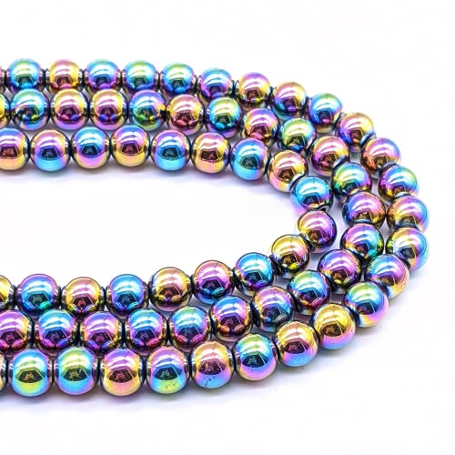 Richain 3 Stück Hämatit-Perlen, Regenbogenfarben, zur Schmuckherstellung, 6 mm (3 Stränge) von RICHRAIN