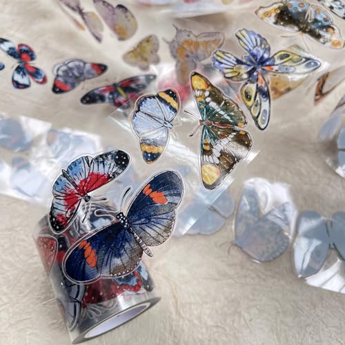 RICHTAPES DingDing Vol8-28 Butterfly,Pre-cut Clear PET Tape Stickers,1.97 IN x 10.94 YD,Original Design,for Scrapbook Supplies,Scrapbook Tape Stickers,Junk Journal Supplies,Bullet Journal Supplies von RICHTAPES