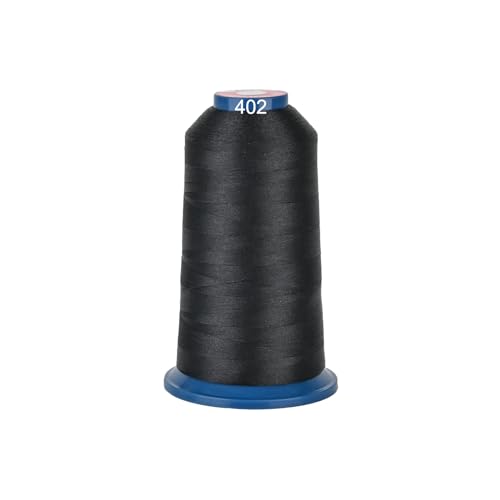 RICHWORD Polyester-Stickgarn, 4000 m (4374Y), 40 WT Garn für kommerzielle Multi-Nadeln und Einzelnadel-Stickmaschinen, Schwarz 0402 von RICHWORD