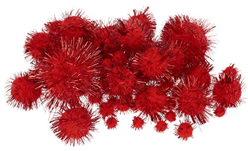 RICO DESIGN GmbH & Co. KG Glitter Pompom Set Rot 60 Stück Verschiedene GröÃŸen von Rico Design