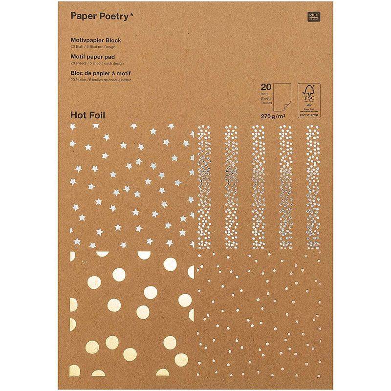 Motivpapier-Block Kraftpapier Punkte 20 Blatt In Natur von RICO DESIGN