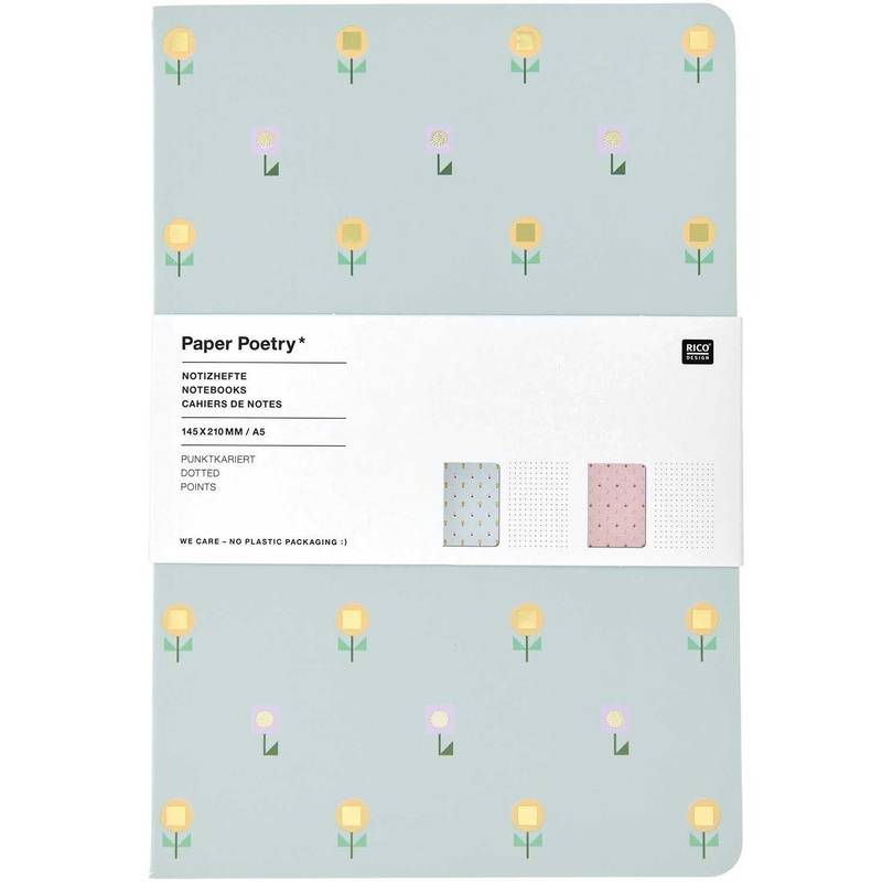 Notizhefte Pixel / Blumen Din A5 2-Teilig von RICO DESIGN