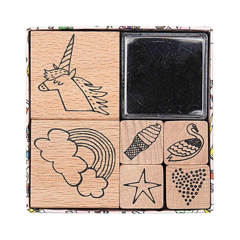 Stempel-Set Magical Summer – Regenbogen 6Er-Pack Aus Holz von RICO DESIGN