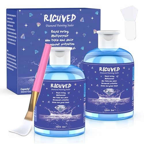 RICUVED 2 Pcs Diamond Painting Versiegelung 150ML - Diamond Painting Zubehör mit Pinsel Dauerhaft Geschützt & Zuverlässigen Halt Geeignet Diamant Painting versiegelung für Kreative Diamond Paintings RICUVED 2 Pcs Diamond Painting Versiegelung 150ML - Diamond Painting Zubehör mit Pinsel Dauerhaft Geschützt & Zuverlässigen Halt Geeignet Diamant Painting versiegelung für Kreative Diamond Paintings von RICUVED