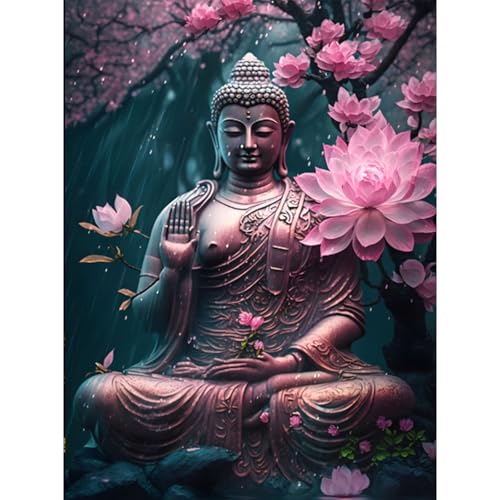 RICUVED 5D Buddha Diamond Painting Blume Diamant Painting Bilder Diamond Art Erwachsene Blume Full DIY Diamant Kunst Malerei Stickerei Set Kreuzstich 30x40cm von RICUVED