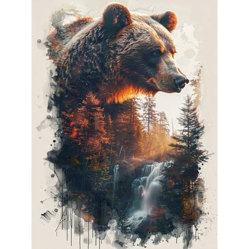 RICUVED 5D Diamond Painting Bär Diamant Painting Bilder Diamond Art Erwachsene Full DIY Tiere Diamant Kunst Malerei Stickerei Set Kreuzstich 30x40cm von RICUVED
