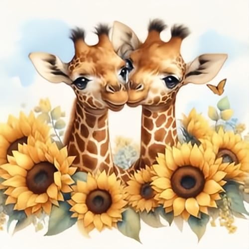 RICUVED 5D Diamond Painting Giraffe Diamant Painting Bilder Diamond Art Erwachsene Sonnenblume Full DIY Diamant Kunst Malerei Stickerei Set Kreuzstich 30x30cm von RICUVED