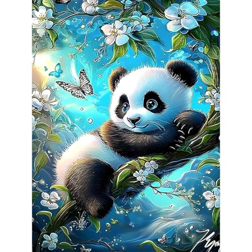 RICUVED 5D Diamond Painting Panda Diamant Painting Bilder Diamond Art Erwachsene Full DIY Tiere Diamant Kunst Malerei Stickerei Set Kreuzstich 30x40cm von RICUVED