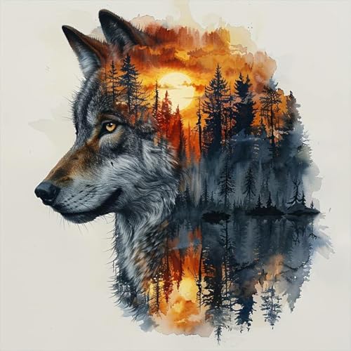 RICUVED 5D Diamond Painting Wölfe Diamant Painting Bilder Diamond Art Erwachsene Tiere Full DIY Diamant Kunst Malerei Stickerei Set Kreuzstich 30x30cm von RICUVED
