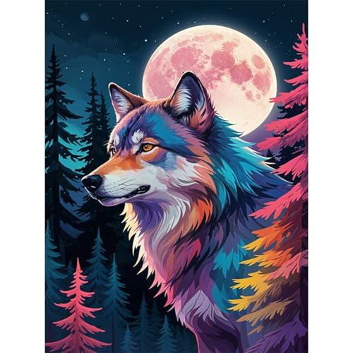 RICUVED 5D Diamond Painting Wolf Diamant Painting Bilder Diamond Art Erwachsene Tiere Full DIY Diamant Kunst Malerei Stickerei Set Kreuzstich 30x40cm von RICUVED
