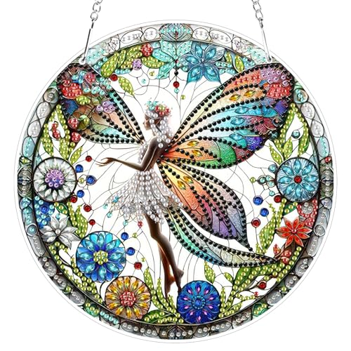 RICUVED 5D Engel Diamond Painting Anhänger, Elf Diamant Painting Anhänger Kits für Kinder Erwachsene,Special Shaped Diamond Painting Anhänger DIY Diamond Art Hängende Ornament Set von RICUVED