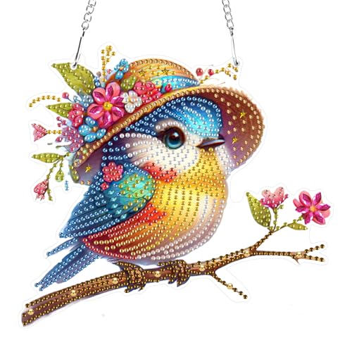 RICUVED 5D Vögel Diamond Painting Anhänger, Tiere Diamant Painting Anhänger Kits für Kinder Erwachsene,Special Shaped Diamond Painting Anhänger DIY Diamond Art Hängende Ornament Set von RICUVED
