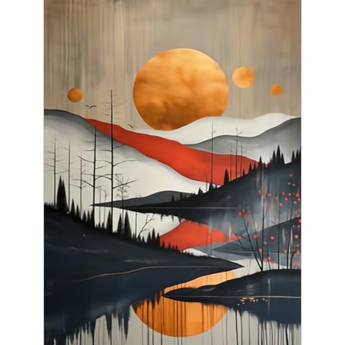 RICUVED Berg Diamond Painting,5D Diamant Painting Bilder Erwachsene Diamond Painting Kinder, Full Drill Landschaft Diamond Art Diamant Malerei Bilder für Home Dekor 30x40cm von RICUVED