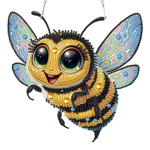 RICUVED Bienen Diamond Painting Anhänger Set,Tiere Diamant Painting Bilder Hängende Ornament Kits Erwachsene Special Shaped Diamond Art Anhänger DIY Diamond Painting Windspiel Kranz von RICUVED